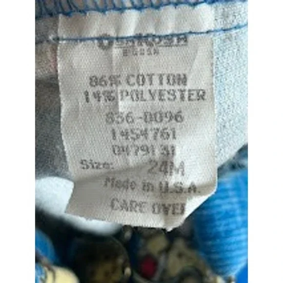 Vintage OshKosh‎ Kids Corduroy Overalls Blue Bear Tree Print Adjustable Straps - Picture 9 of 9